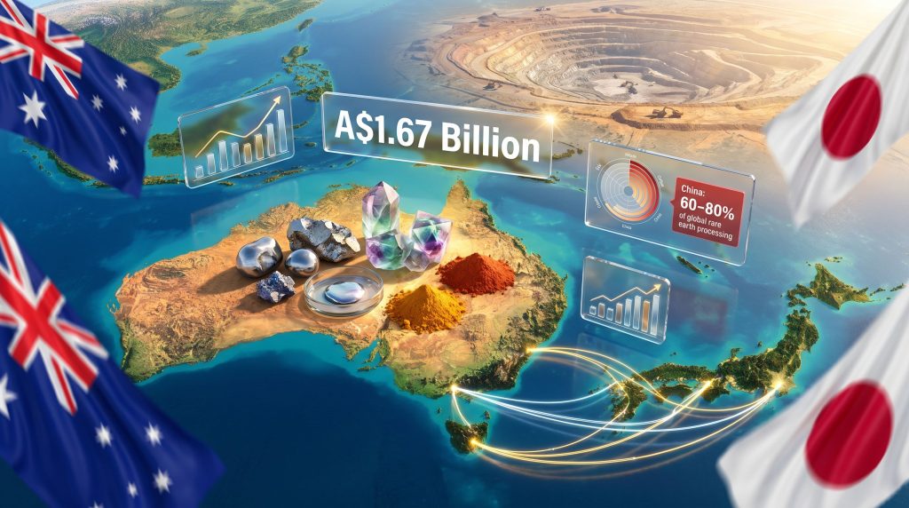 Australia and Japan critical minerals cooperation map graphic