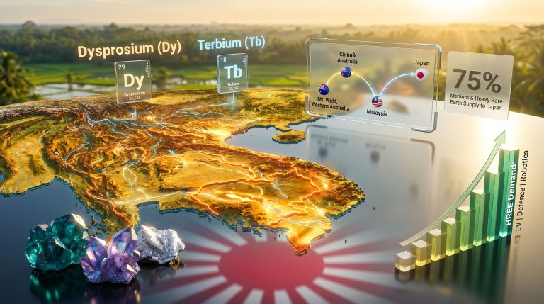 Sojitz rare earth supply Southeast Asia map infographic