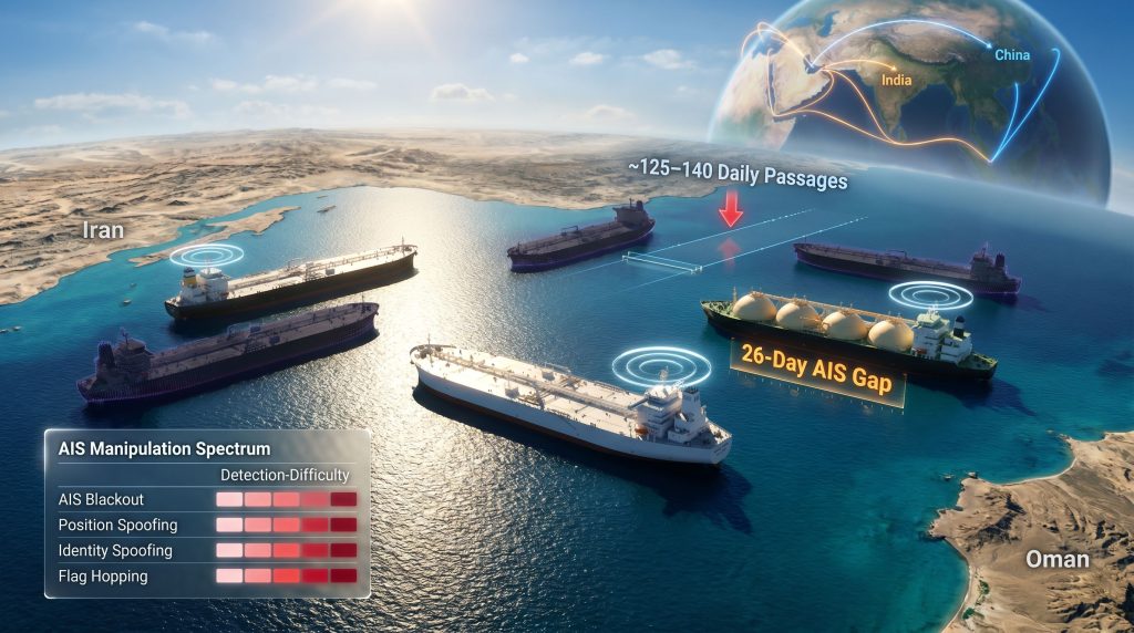 Strait of Hormuz tankers with transponders off infographic