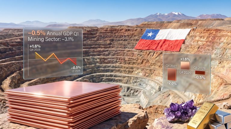 Chile economy contraction on mining decline charts