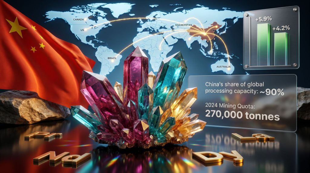 China rare earth production quotas global market infographic