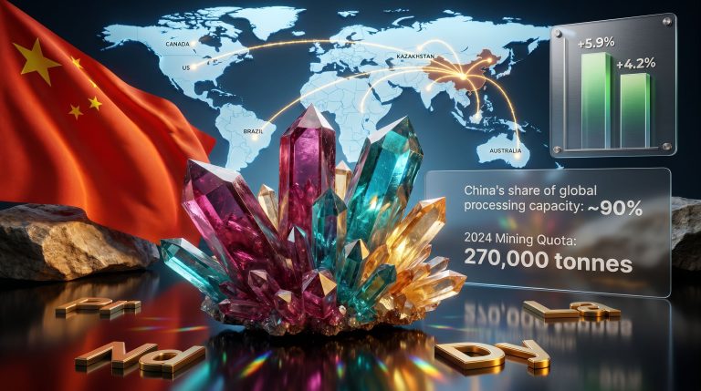 China rare earth production quotas global market infographic