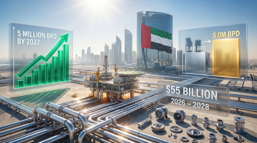 ADNOC $55 billion projects UAE oil growth strategy infographic