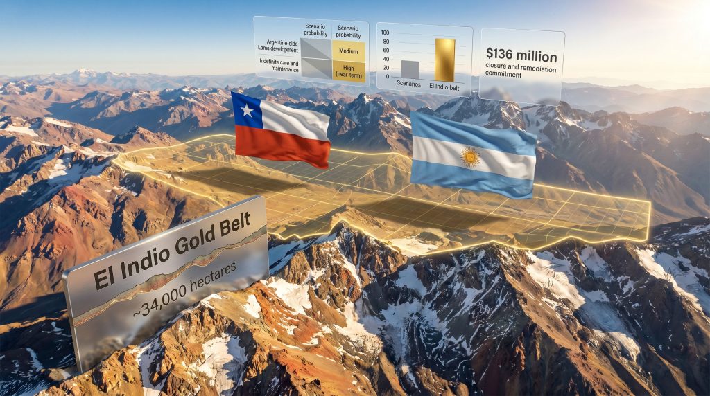 Barrick exploration near El Indio mine and Pascua Lama project map