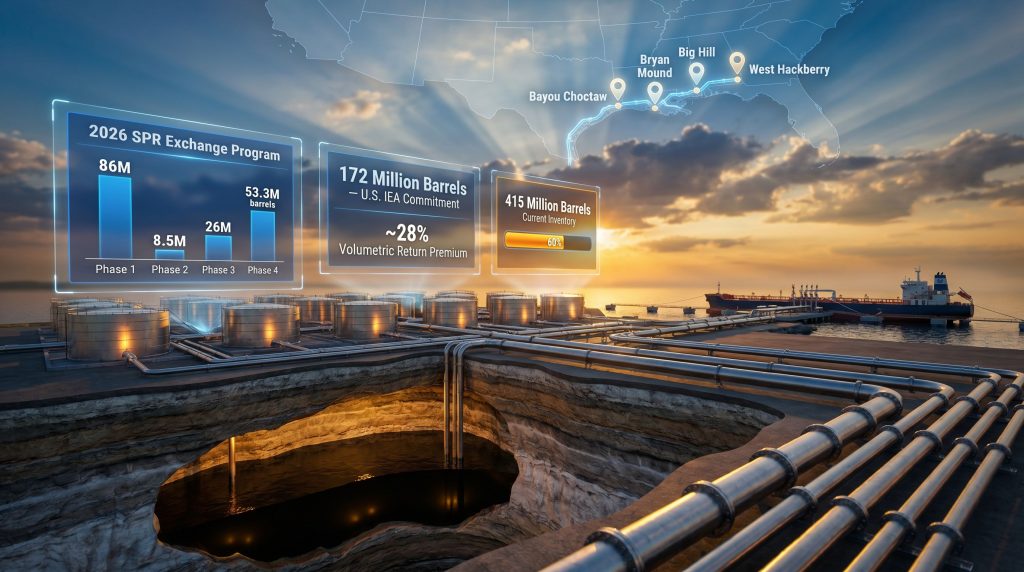 Strategic Petroleum Reserve emergency exchange contracts infographic map