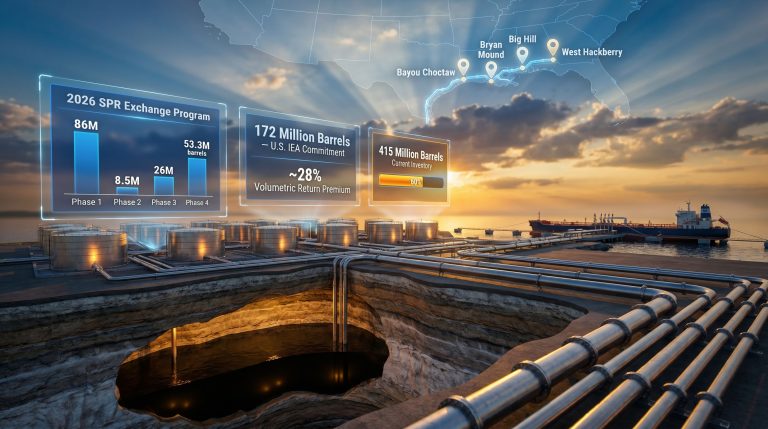Strategic Petroleum Reserve emergency exchange contracts infographic map