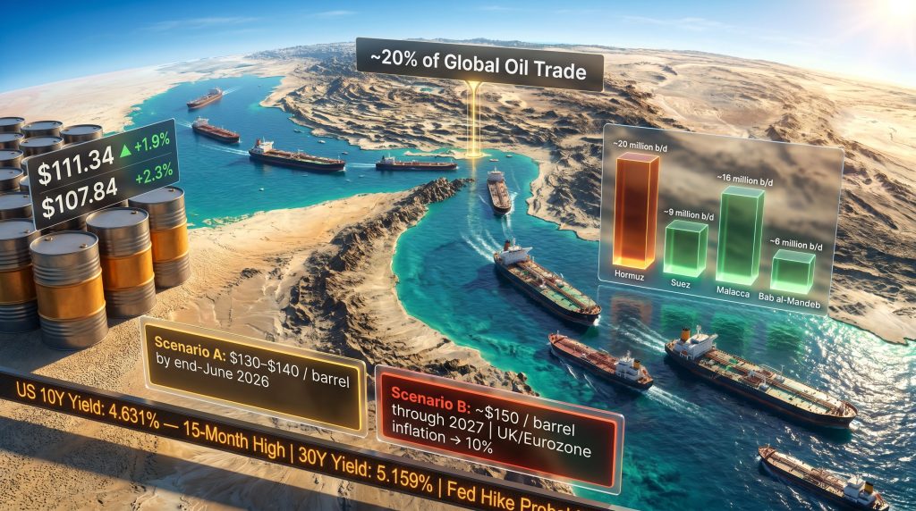 Strait of Hormuz oil disruption infographic map