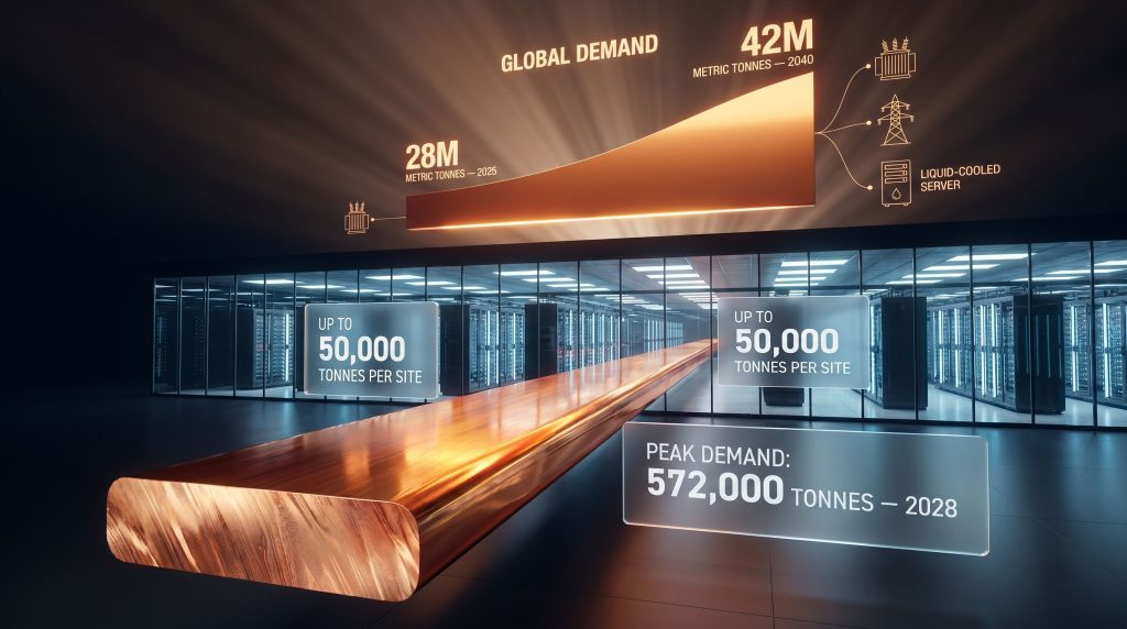 Copper demand from AI data centers growth infographic