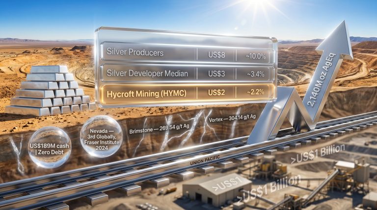 Hycroft Mining high-grade silver valuation discount infographic