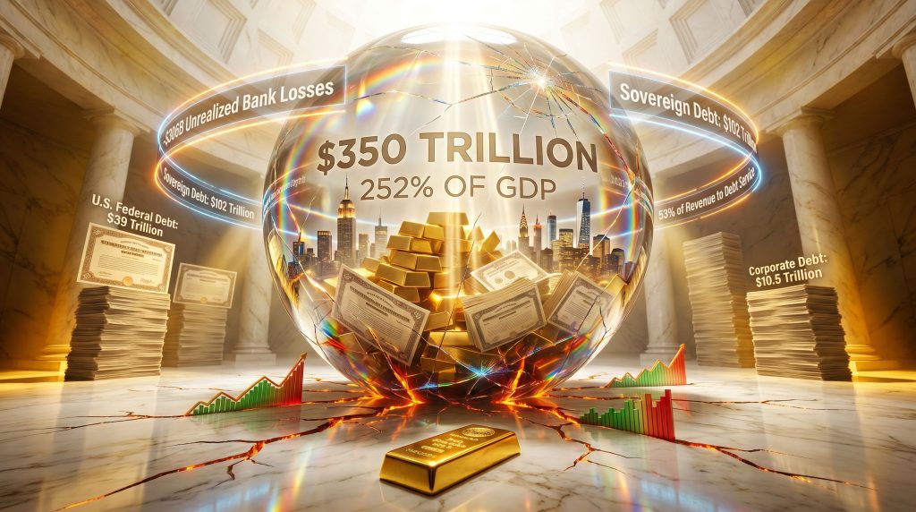 global debt bubble crash crystal sphere visualization