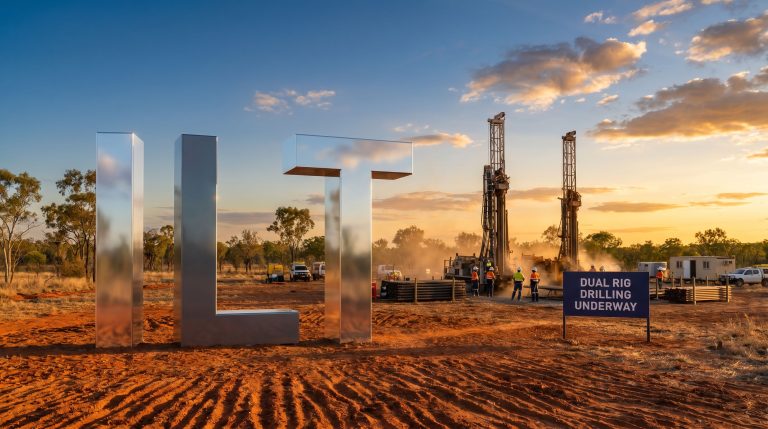 Iltani Resources Ltd-ILT-lithium dual rig drilling site at sunset