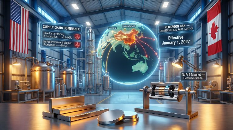 Pentagon ban on Chinese rare earths in defense supply chain infographic