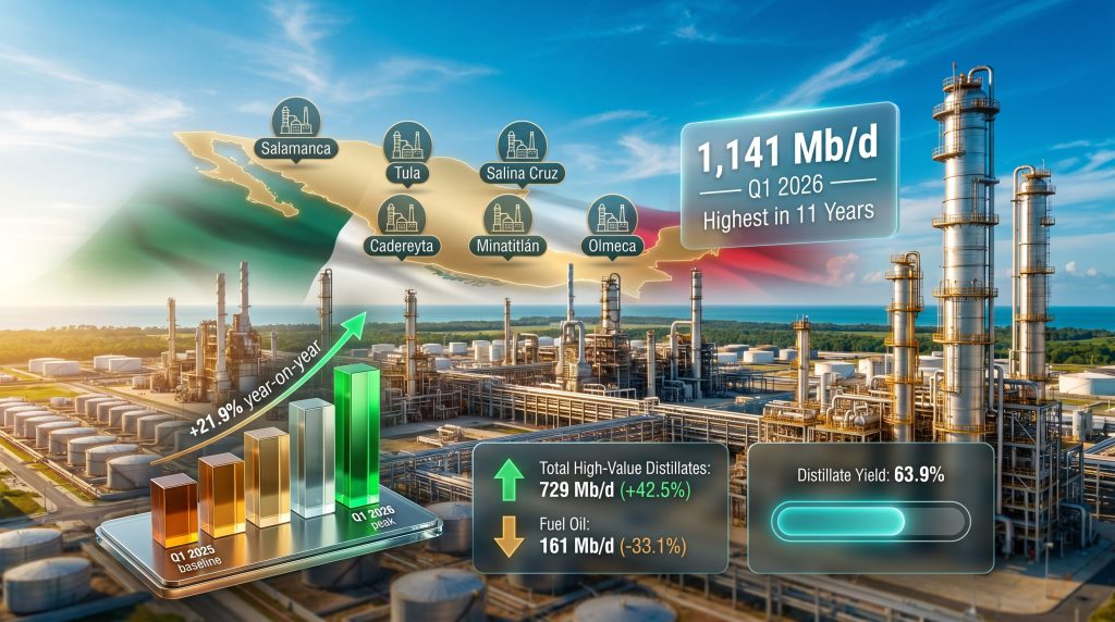PEMEX refining output in Mexico rises