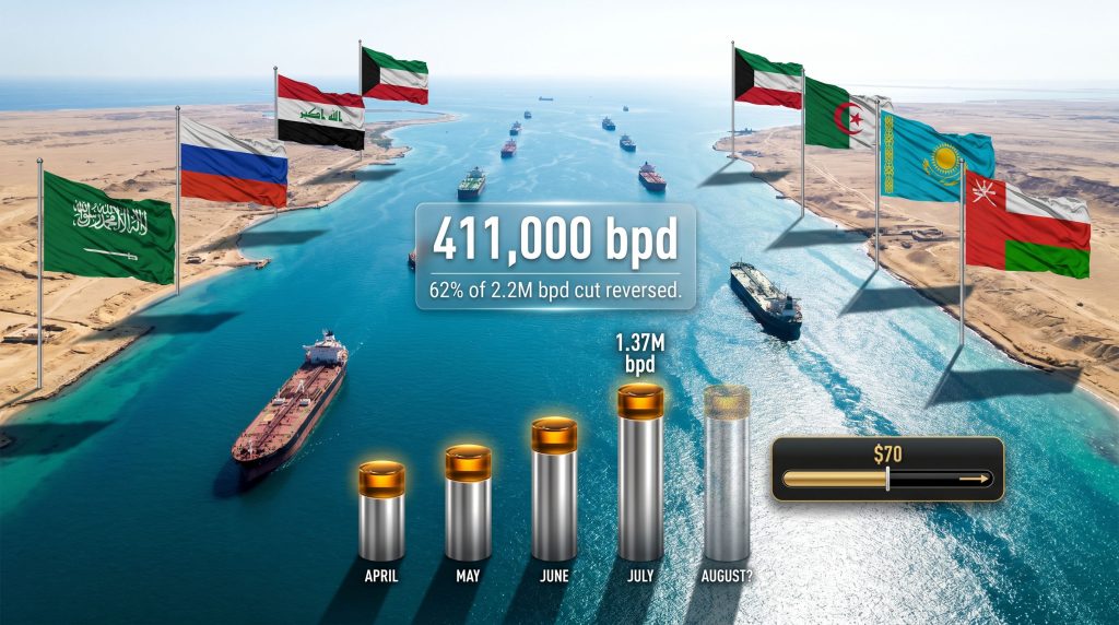OPEC+ July oil output increase infographic