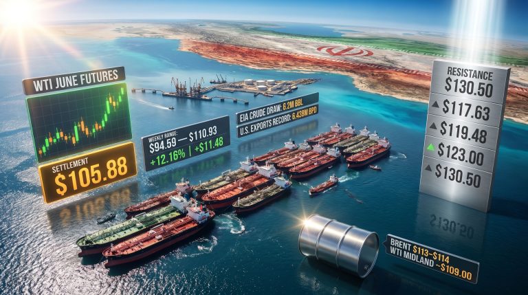 Iran tensions send WTI crude surging above 105 chart