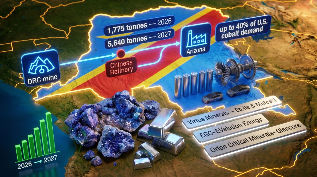 DRC cobalt supply chain to the US map