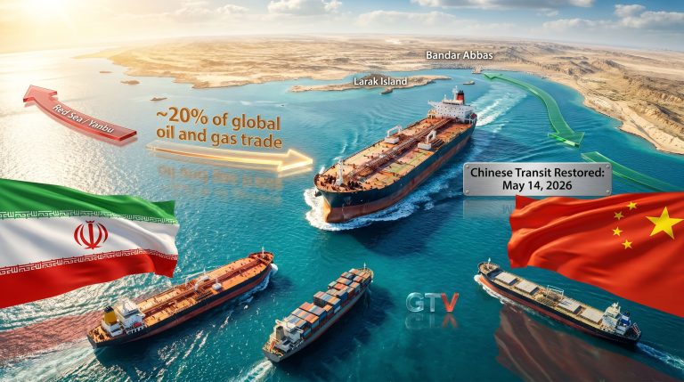 Iran allowing transit of Chinese vessels in Strait of Hormuz map illustration