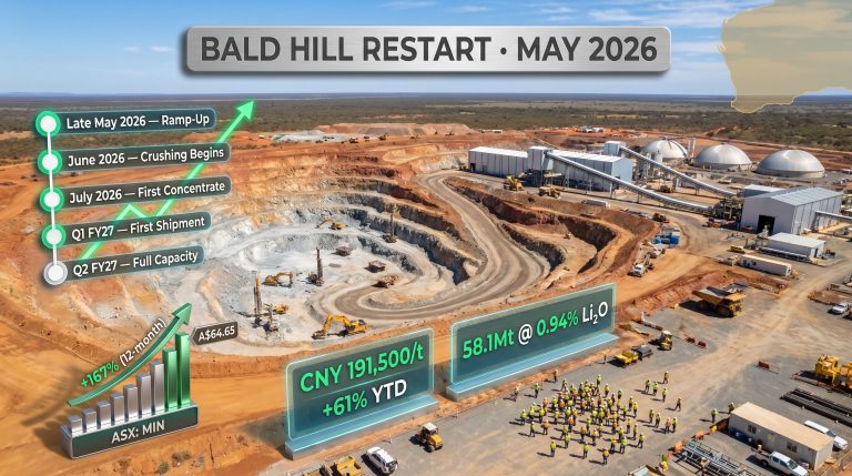 Mineral Resources Bald Hill lithium mine restart timeline infographic