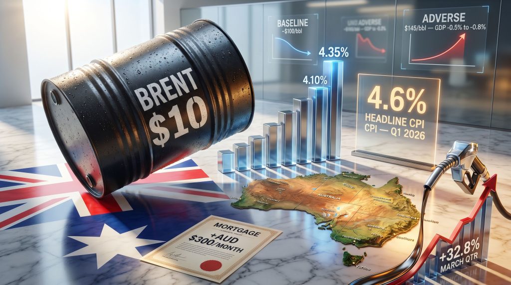 RBA 4.35% rate hike and oil price inflation chart