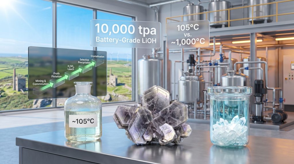 Cornish Lithium mica processing technique plant illustration