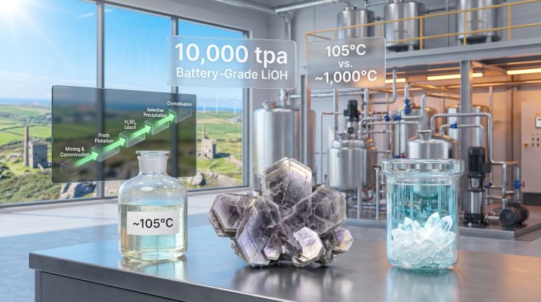 Cornish Lithium mica processing technique plant illustration