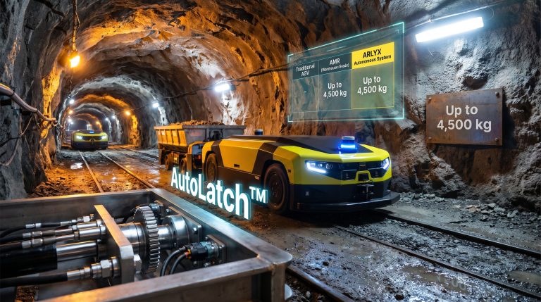 ARLYX autonomous material handling system in mine tunnel