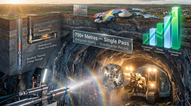 geodrilling in Scandinavia mining tunnel record infographic