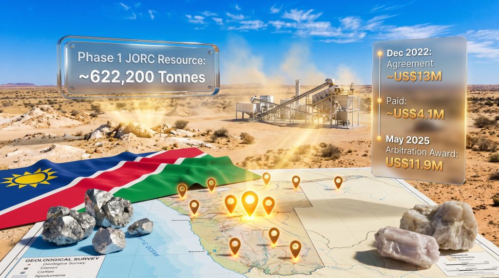 Kazera Namibian tantalum lithium project map overview