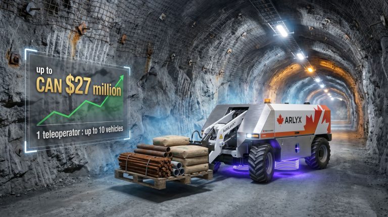 ARLYX autonomous material handling solution for underground mines vehicle loading supplies