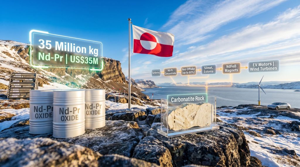 Greenland Mines Sarfartoq rare earths project acquisition infographic