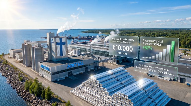 Arctial aluminum plant in Finland waterfront smelter
