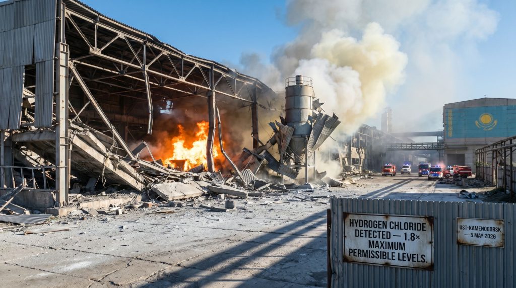 Kazzinc plant explosion in Kazakhstan aftermath scene
