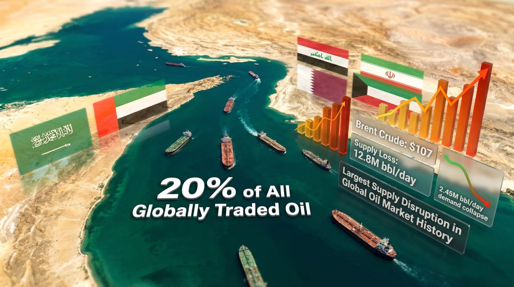 Strait of Hormuz shutdown oil crisis map and tankers