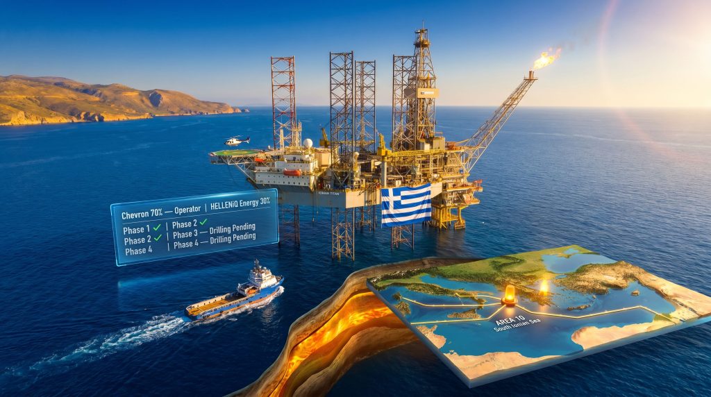 Chevron Block 10 offshore Greece drilling rig map