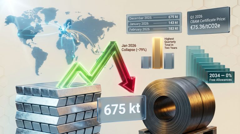 CBAM front-loading in aluminium and HRC trade flows infographic