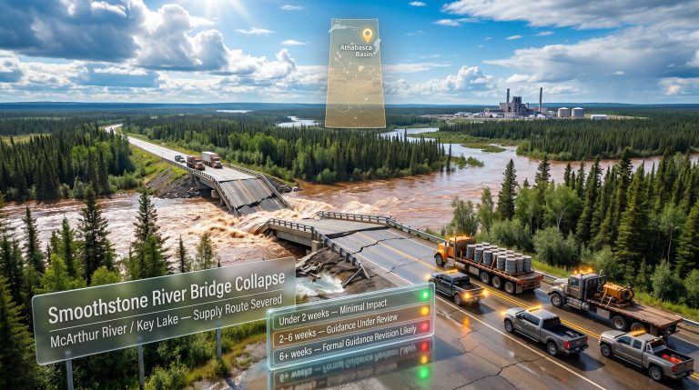 Cameco northern Saskatchewan flooding production halt illustration