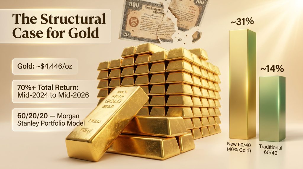 gold portfolio allocation with gold bars chart