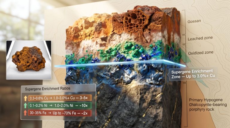 Supergene weathering mineral enrichment zone model