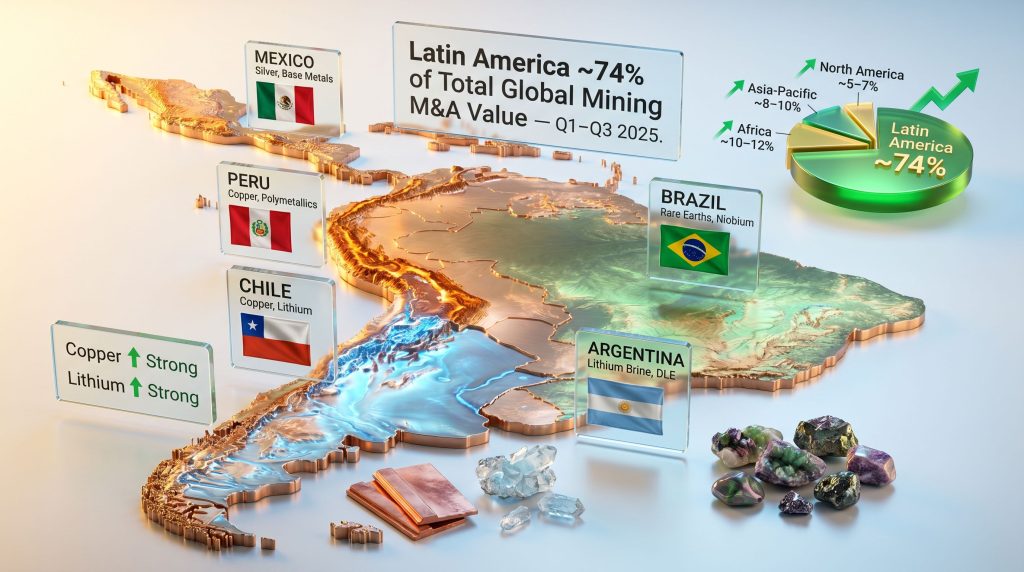 Mining mergers and acquisitions in Latin America map infographic