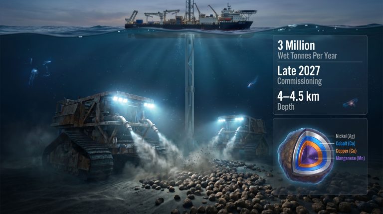 TMC and Allseas nodule collection system underwater mining infographic