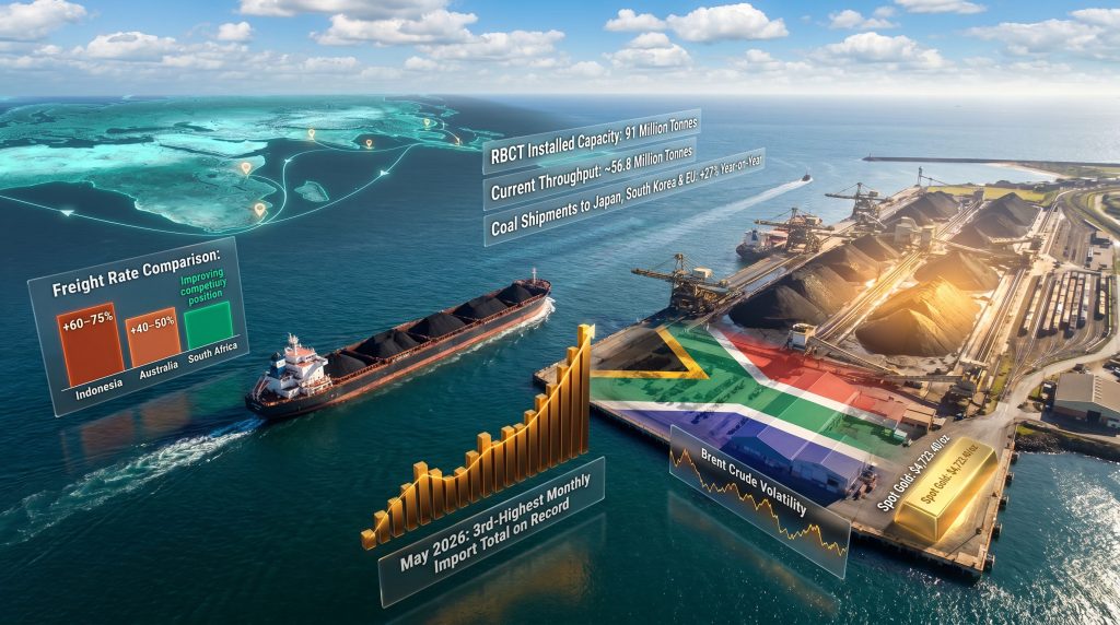 Strait of Hormuz tensions and South Africa coal exports infographic