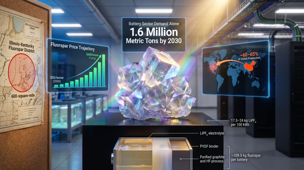 fluorspar for AI data centers and battery storage infographic