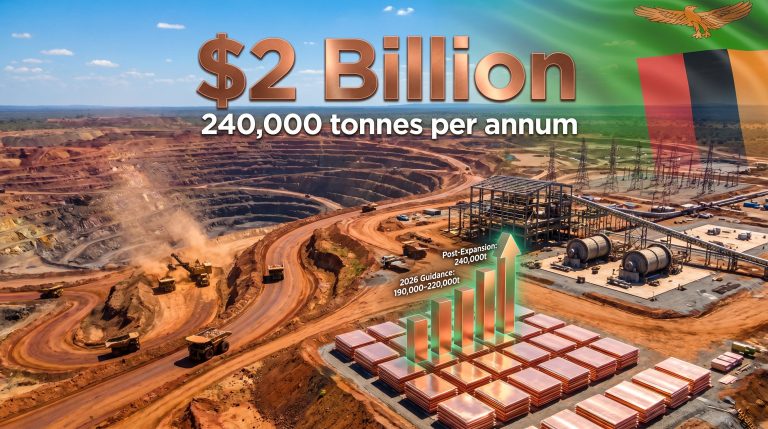 Barrick Zambia copper expansion at Lumwana super pit infographic
