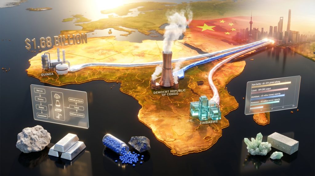 China in Africa mineral processing map infographic
