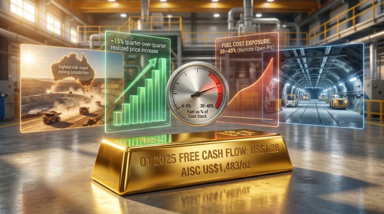 Q1 gold miners earnings and fuel cost impact on mining stocks chart