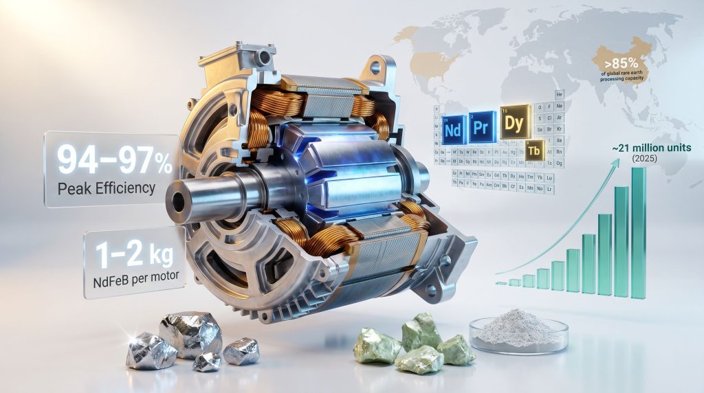 rare earths in electric vehicle motors infographic