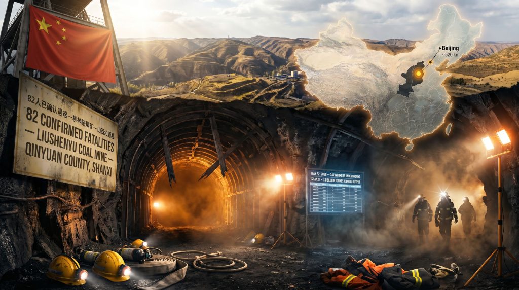 China coal mine disaster in Shanxi rescue scene