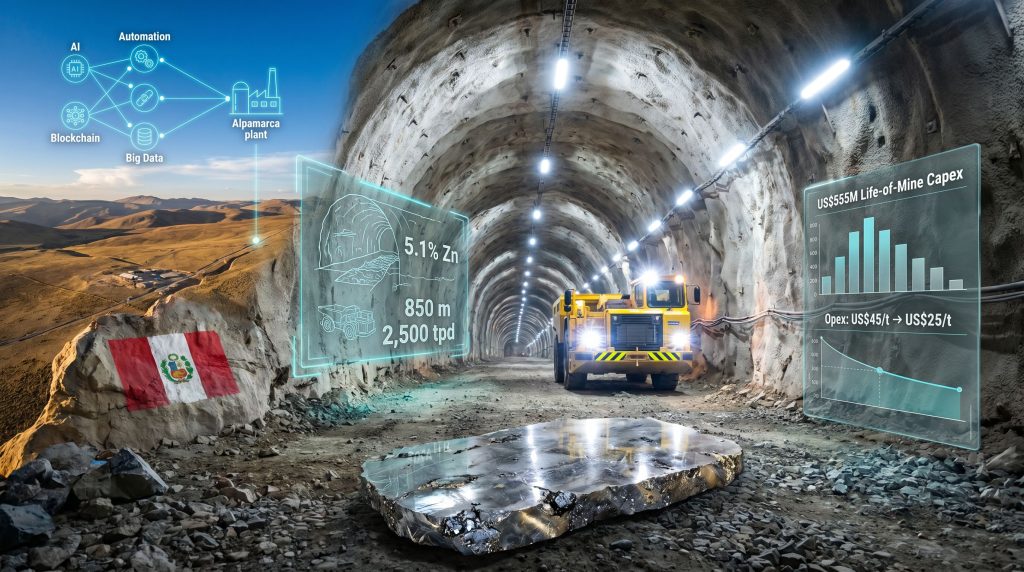 Volcan Romina project in Peru mine tunnel