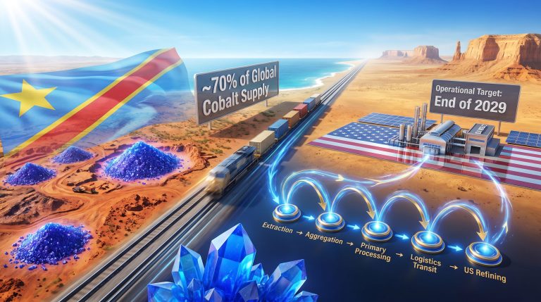 DRC-US cobalt supply chain logistics illustration