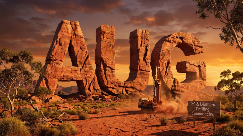 Augustus Minerals Ltd-AUG-AUG sandstone letters in desert drilling scene